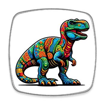 Dinosaure - Magnet carré - blanc - Devant