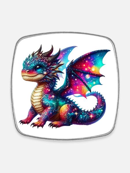 Drache - Viereckiger Kühlschrankmagnet - Weiß
