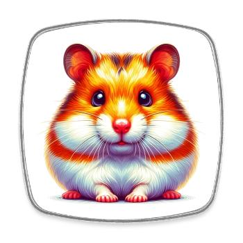 Hamster - Viereckiger Kühlschrankmagnet - Weiß - Vorne