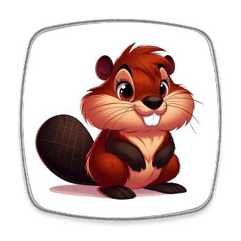 Beaver - Square fridge magnet - white - Front