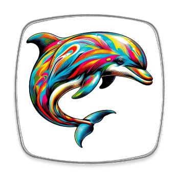 Delfin - Viereckiger Kühlschrankmagnet - Weiß - Vorne