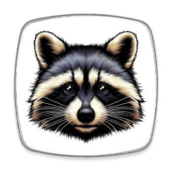 Raccoon - Square fridge magnet - white - Front