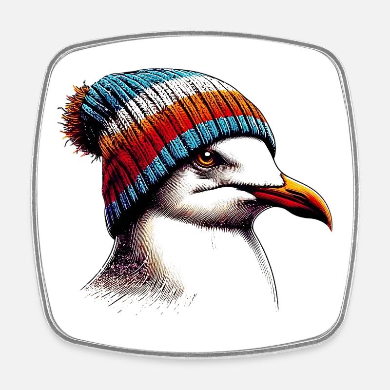 Möwe - Viereckiger Kühlschrankmagnet - Weiß