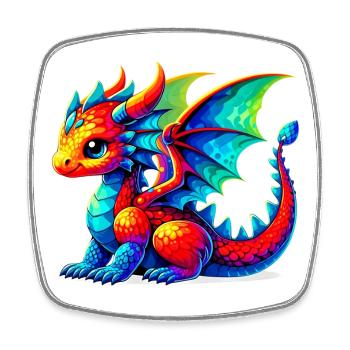 Drache - Viereckiger Kühlschrankmagnet - Weiß - Vorne