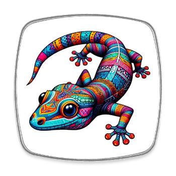 Gecko - Viereckiger Kühlschrankmagnet - Weiß - Vorne