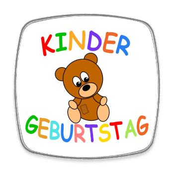Kindergeburtstag mit Teddybär - Viereckiger Kühlschrankmagnet - Weiß - Vorne