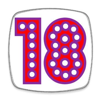 18. 18 YEARS OLD. 18th ANNIVERSARY. 18 BIRTHDAY. - Square fridge magnet - white - Front