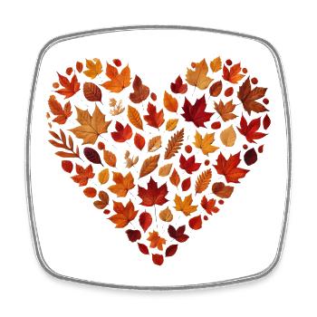 herbstliches Herz, gestaltet aus buntem Herbstlaub - Viereckiger Kühlschrankmagnet - Weiß - Vorne