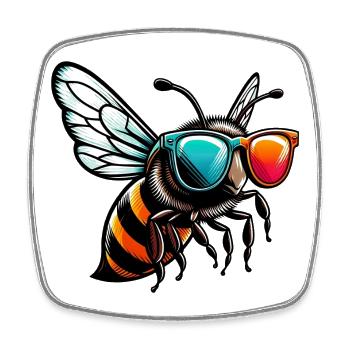 Bee - Square fridge magnet - white - Front
