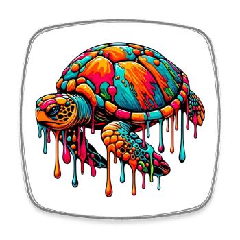Turtle - Square fridge magnet - white - Front