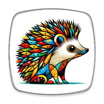 Igel - Viereckiger Kühlschrankmagnet - Weiß - Vorne