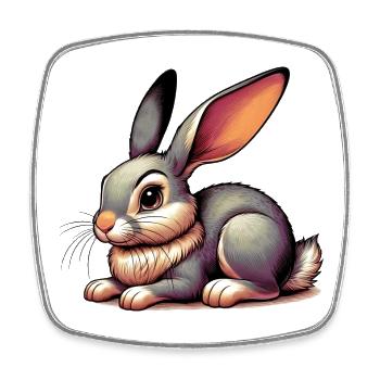 Rabbit - Square fridge magnet - white - Front