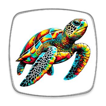 Schildkröte - Viereckiger Kühlschrankmagnet - Weiß - Vorne