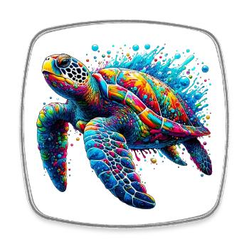 Turtle - Square fridge magnet - white - Front