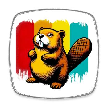 Beaver - Square fridge magnet - white - Front