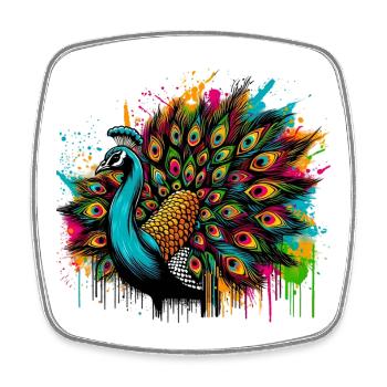 Peacock - Square fridge magnet - white - Front