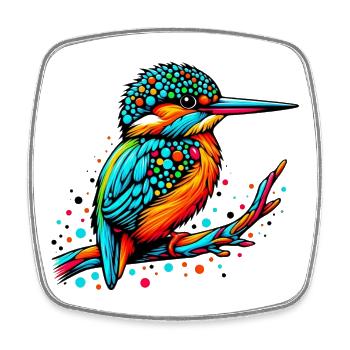 Martin-pêcheur - Magnet carré - blanc - Devant