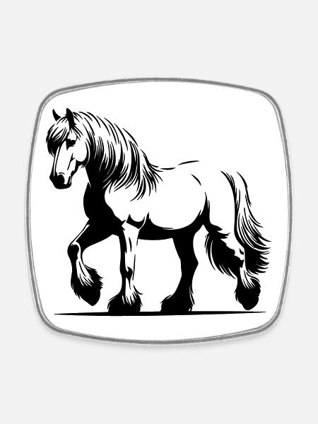 Haflinger de cheval - Magnet carré - blanc
