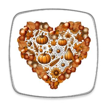 Heart, filled with pumpkins, leaves, nuts and flowers - Square fridge magnet - white - Front
