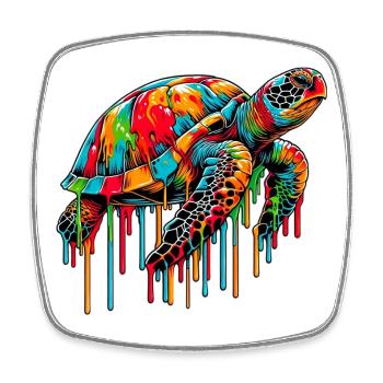 Turtle - Square fridge magnet - white - Front