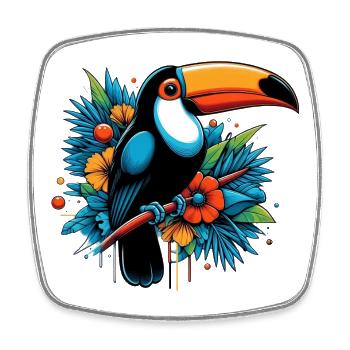 Toucan - Square fridge magnet - white - Front