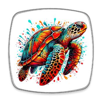 Turtle - Square fridge magnet - white - Front