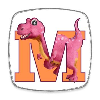 M- DINOSAURIER, Personalisierbar - Viereckiger Kühlschrankmagnet - Weiß - Vorne