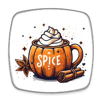 süßes Kürbis-Tassen Motiv mit Pumpkin Spice Latte - Viereckiger Kühlschrankmagnet - Weiß - Vorne