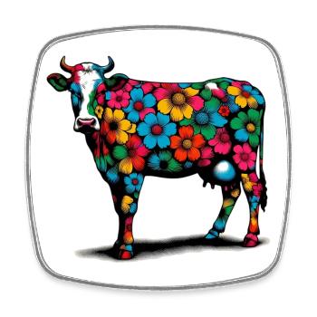 Vache - Magnet carré - blanc - Devant