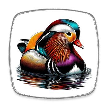 Mandarin duck - Square fridge magnet - white - Front