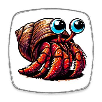 Hermit crab - Square fridge magnet - white - Front