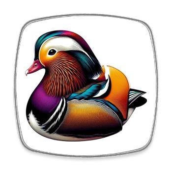 Mandarin duck - Square fridge magnet - white - Front
