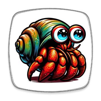 Hermit crab - Square fridge magnet - white - Front