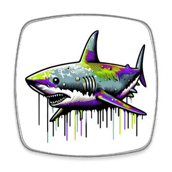 Requin - Magnet carré - blanc - Devant