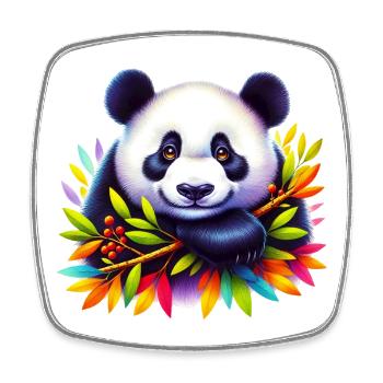 Panda - Viereckiger Kühlschrankmagnet - Weiß - Vorne
