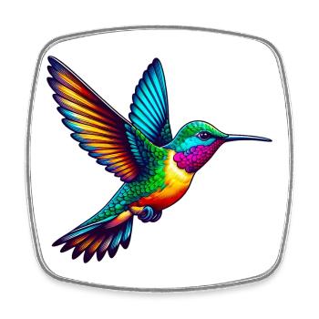 Kolibri - Viereckiger Kühlschrankmagnet - Weiß - Vorne