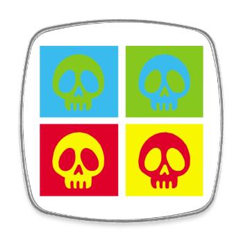 Pop art manga skull - Square fridge magnet - white - Front