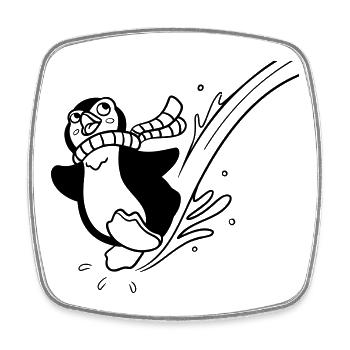 Pinguin-Spaß zum Ausmalen für Kinderbekleidung - Viereckiger Kühlschrankmagnet - Weiß - Vorne