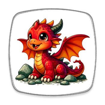 Dragon - Magnet carré - blanc - Devant