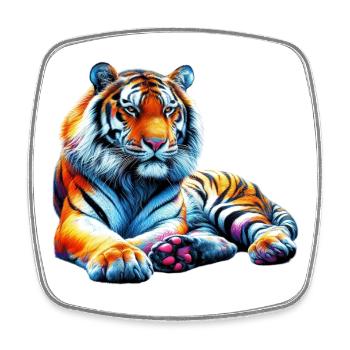 Tiger - Square fridge magnet - white - Front