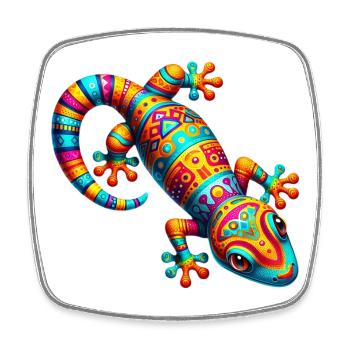 Gecko - Magnet carré - blanc - Devant