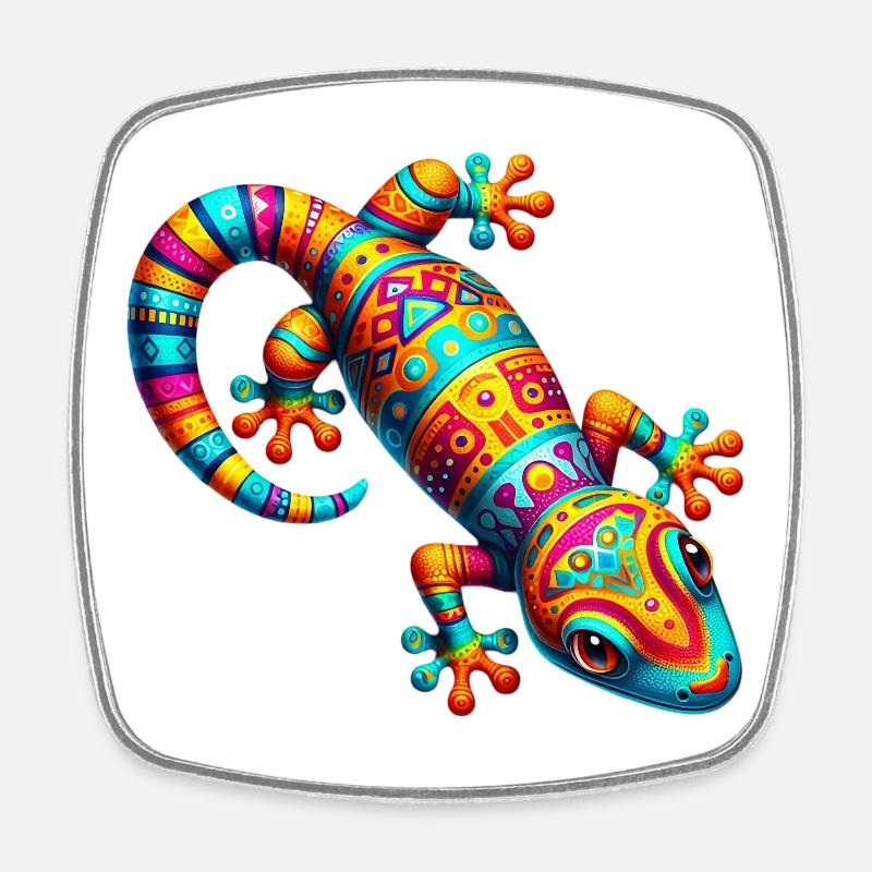 Gecko - Viereckiger Kühlschrankmagnet - Weiß