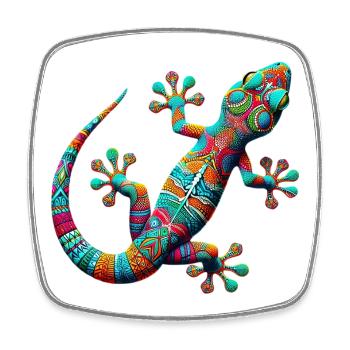 Gecko - Magnet carré - blanc - Devant