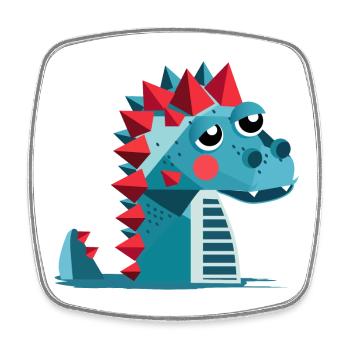 A Dino – Playful and Colorful Illustration - Square fridge magnet - white - Front