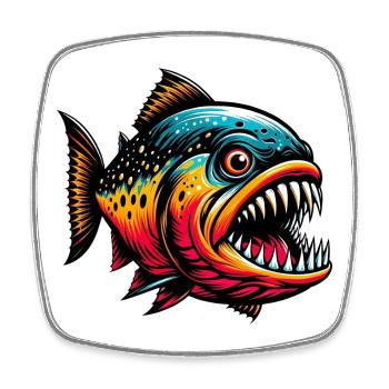Piranha - Square fridge magnet - white - Front