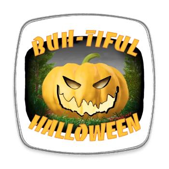 Halloween Kürbis - Viereckiger Kühlschrankmagnet - Weiß - Vorne