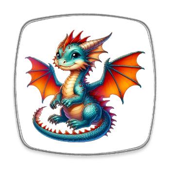 Drache - Viereckiger Kühlschrankmagnet - Weiß - Vorne
