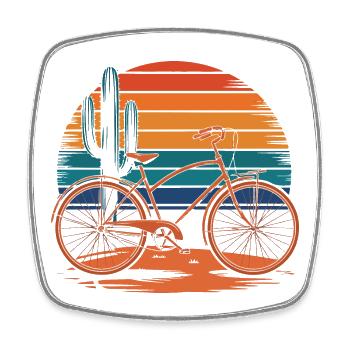 Vintage Fahrrad Wüste Sonnenuntergang - Viereckiger Kühlschrankmagnet - Weiß - Vorne