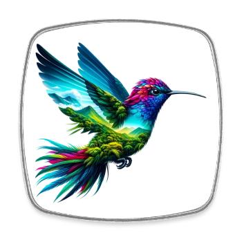 Colibri - Magnet carré - blanc - Devant