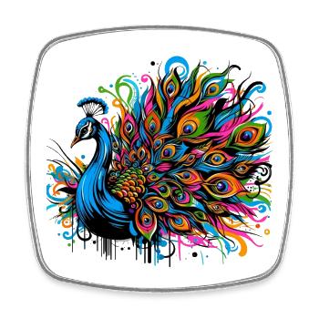 Peacock - Square fridge magnet - white - Front